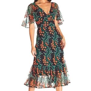 RARE Dress the Population Virginia Floral Cape Sleeve Dress XXL - Like new!
